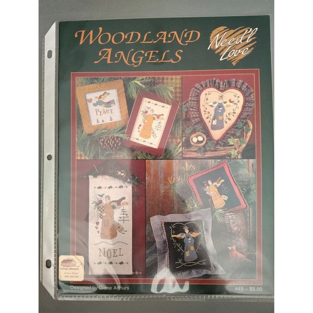 WOODLAND ANGELS Cross Stitch Pattern Need’l Love 45 Diane Arthurs Primitive Folk